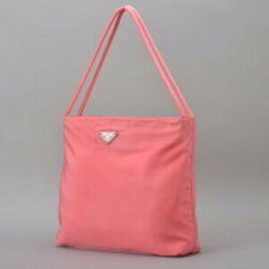 PRADA tote bag triangular plate pink TESSUTOCITY shoulder ak